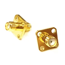 1pc SMA Female Jack  to Female Jack RF Coax Adapter Convertor 4-hole Panel Mount Short Goldplated  New Wholesale