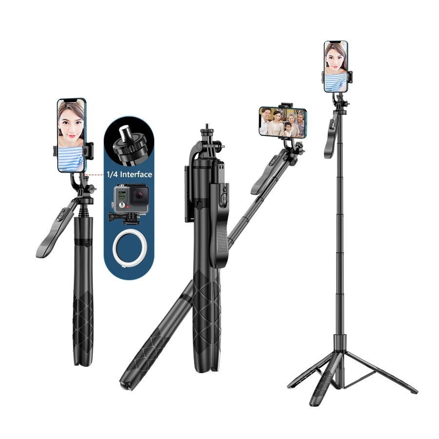 L16 1530mm Wireless Selfie Stick Tripod Stand Foldable Monopod for Gopro Action Cameras Smartphones Balance Steady Shooting Live