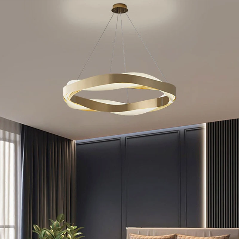 

Modern Led Round Chandeliers Gold Black Living Room Indoor Decor Pendant Light Restaurant Kitchen Bedroom Hanging Lights Fixture