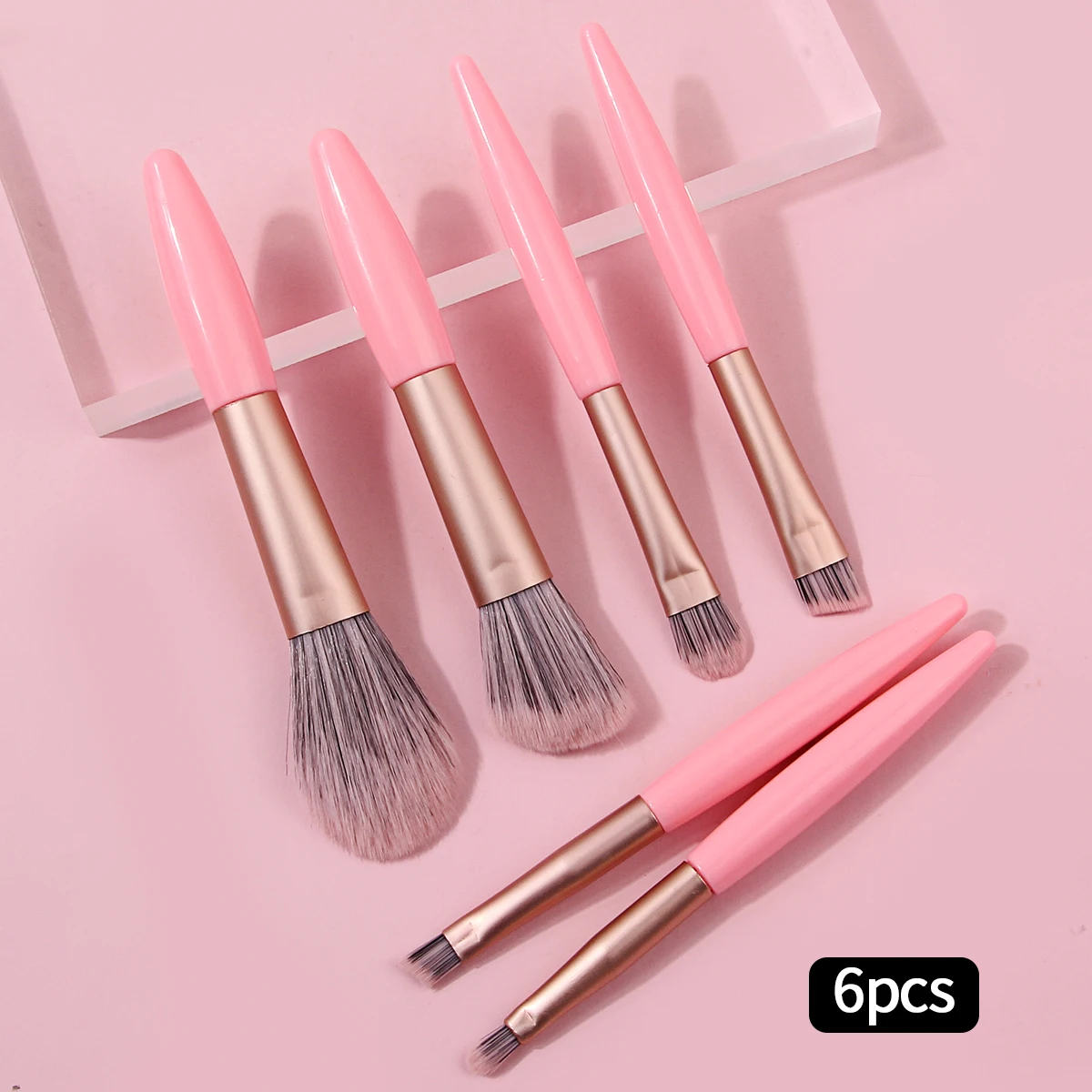 Ensemble de mini pinceaux de maquillage portables, 6 pièces, pinceaux à poudre, pinceaux à blush, pinceaux à fard à paupières, outils de beauté spéciaux pour débutants