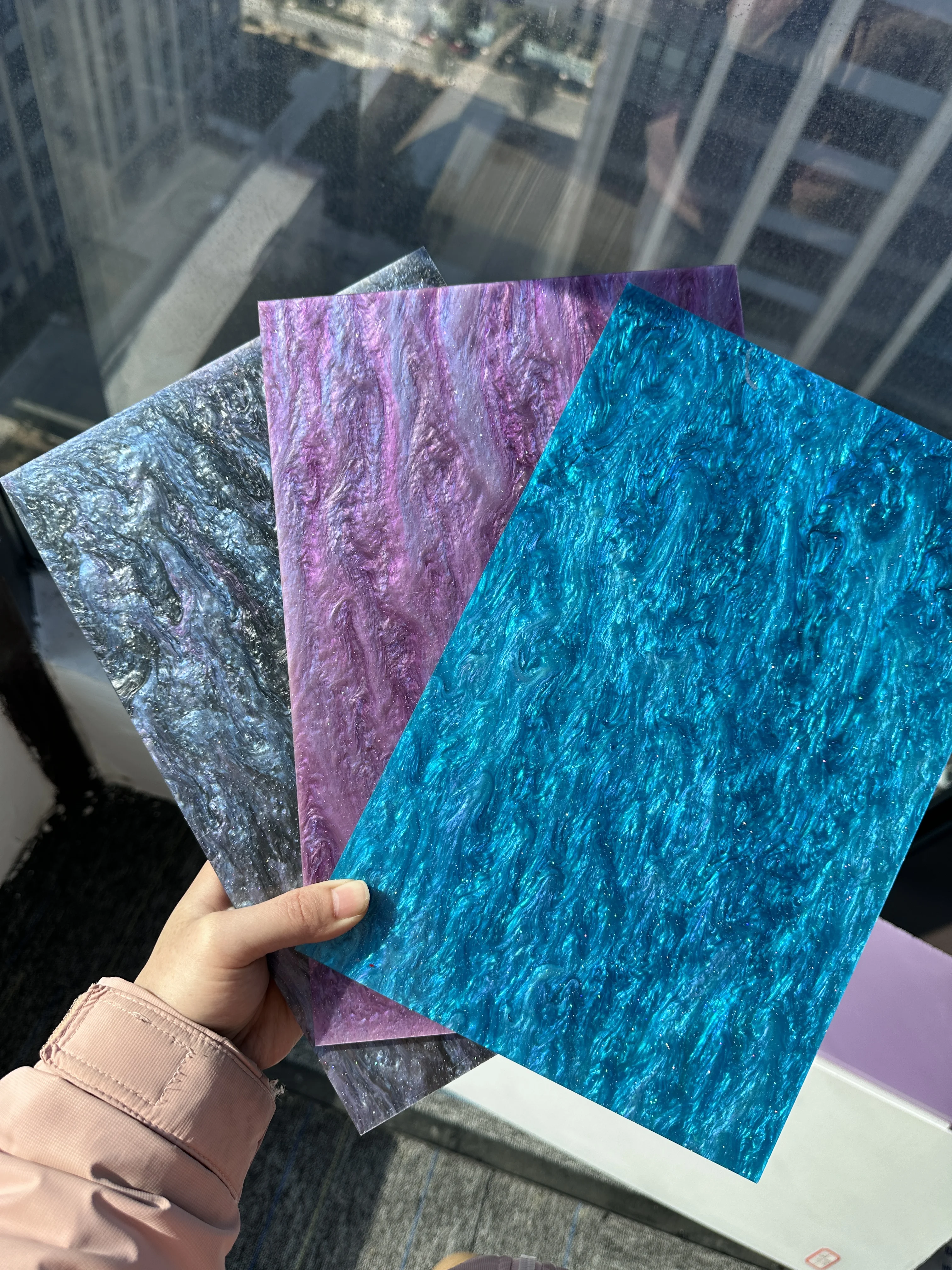 3 Pack Starry Sky Acrylic Sheet with Fine Glitter for Craft Decoration, Jewelry Making, Plaques, etc.Assorted Colors 3MM Thick