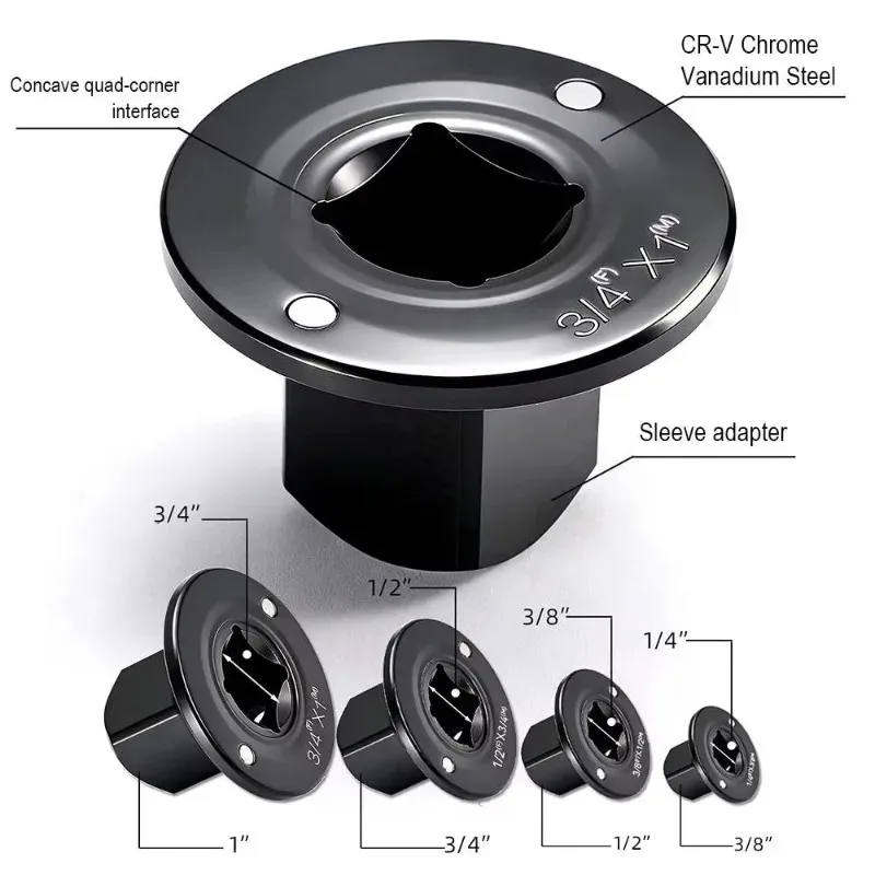 4 Pcs 3/4 To 1,1/2 To 3/4,3/8 To 1/2,1/4 To 3/8 Drive Ratchet Adapter Socket Adapter Set Impact Socket Adapter Set