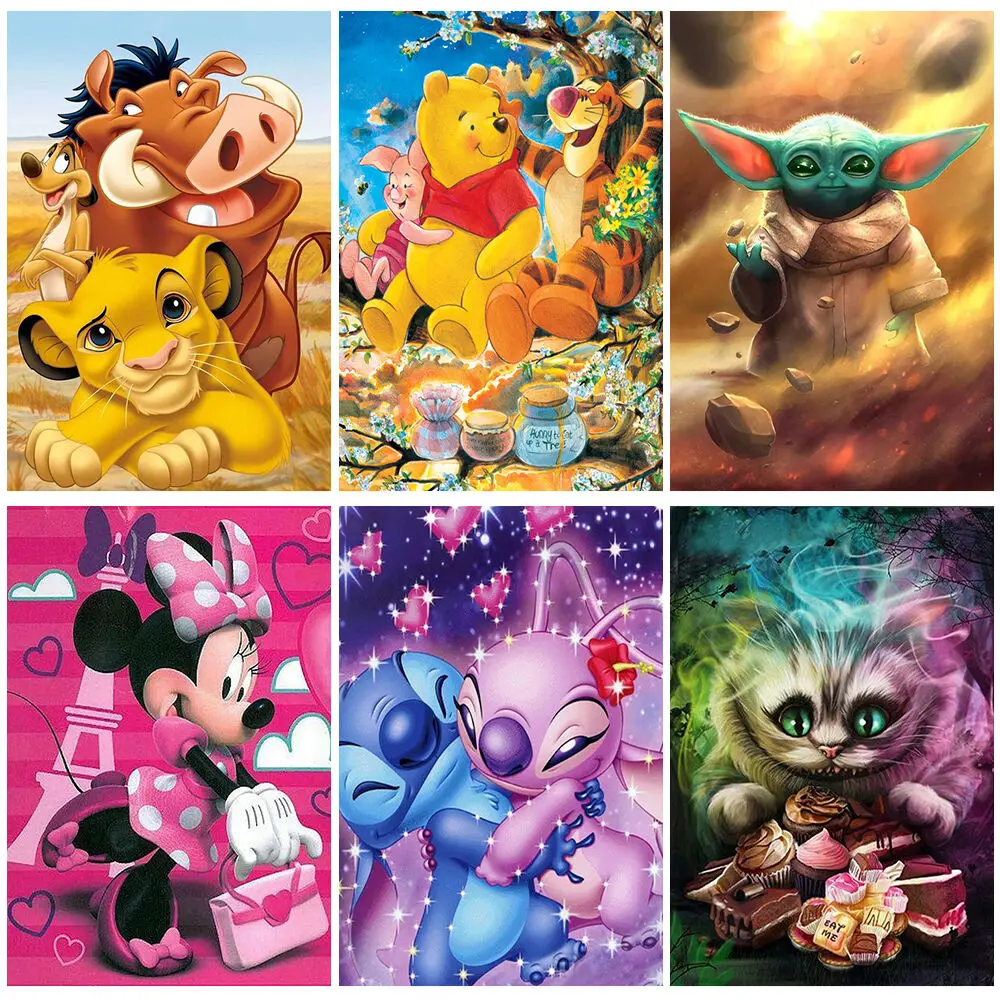 

Disney DIY 5D Diamond Painting Cartoon Lilo and Stitch Mickey Mouse Embroidery Cross Stitch Mosaic Home Decor Gift