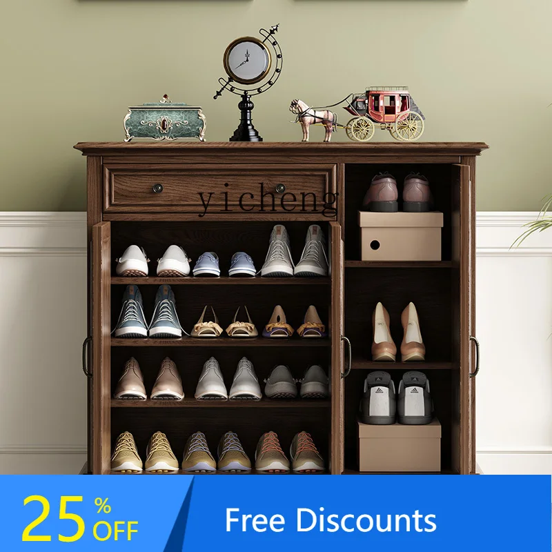 

American rural shoe cabinet entry living room side cabinet entrance foyer cabinet household dining side partition storage