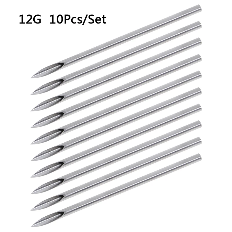 10pcs/set Needles Kit Tool 12g/14g/16g/18g/20g Disposable Tattoo Piercing Needles For Navel Nipple Ear Nose Lip Tattoo Piercing