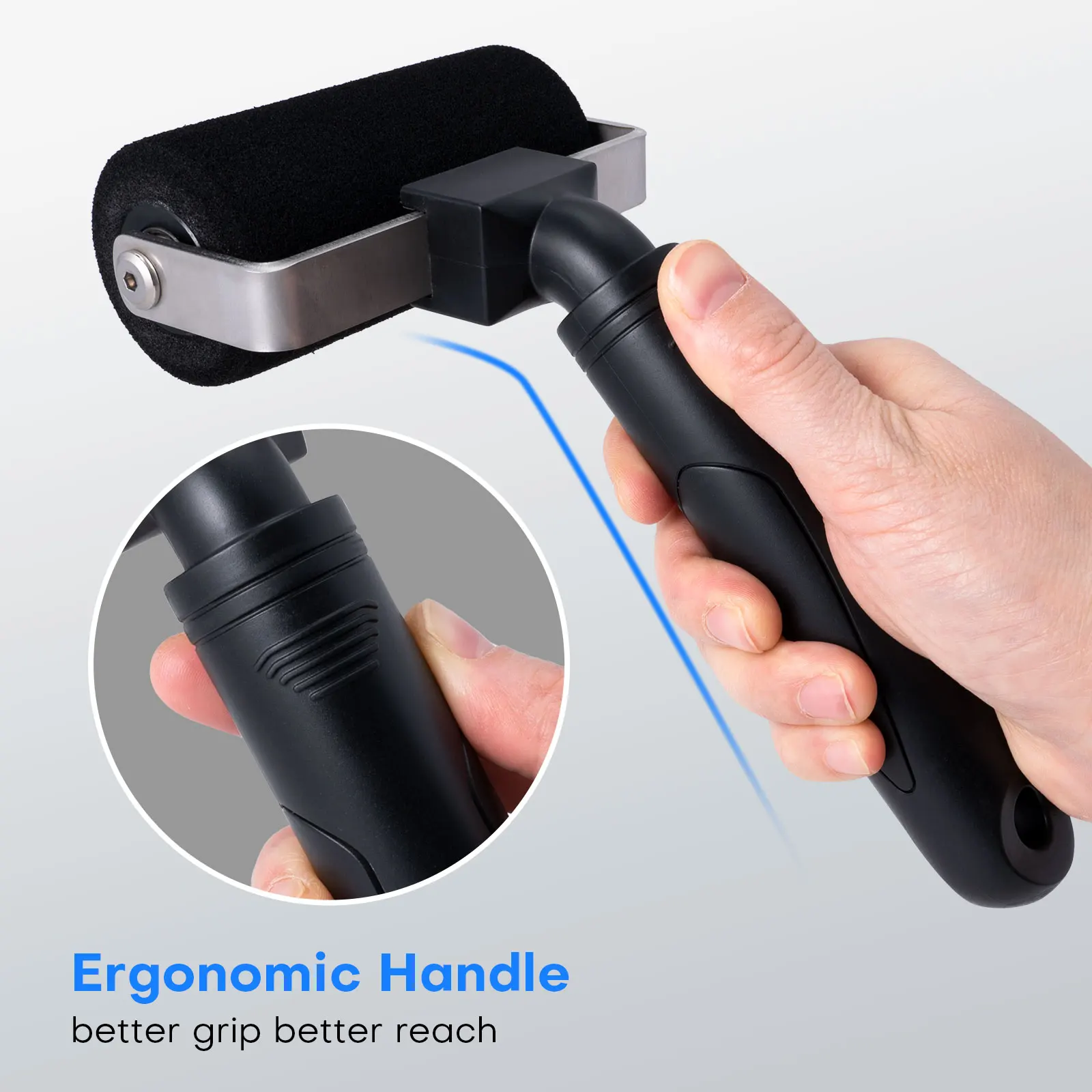 EHDIS Car Vinyl Wrap Film Application Sponge Wheel Roller Heat Resistant Anti-Slip Handheld Wallpaper Paint Rolling Squeegee