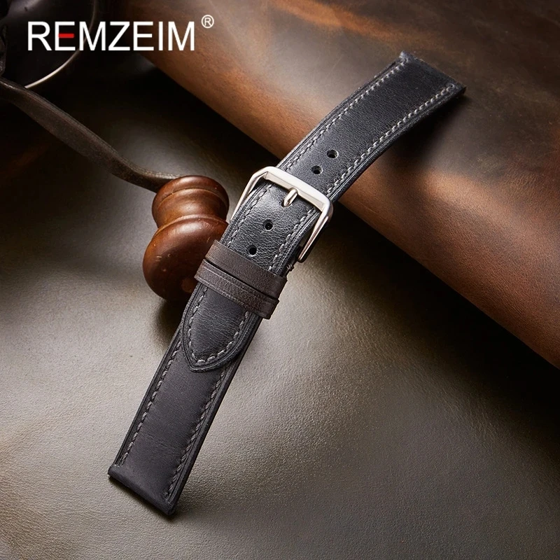 Genuine Leather Strap Retro Vintage Oil Wax Cowhide Leather Watchband 18/19/20/21/22mm High Quality Universal Watch Band