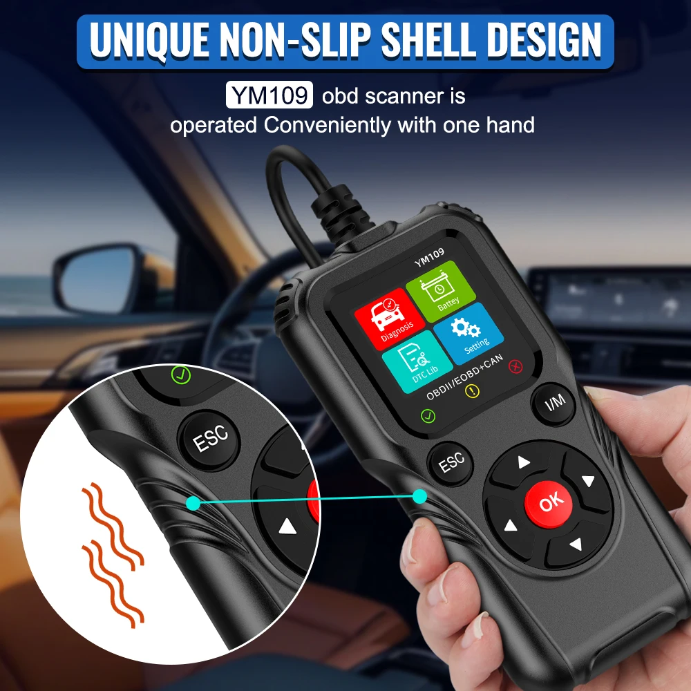 رمز الخطأ واضح ​ YM109 جهاز اختبار بطارية obd ii EOBd الماسح الضوئي أدوات تشخيص السيارات تحقق نظام المحرك سيارة obd2 رمز القارئ