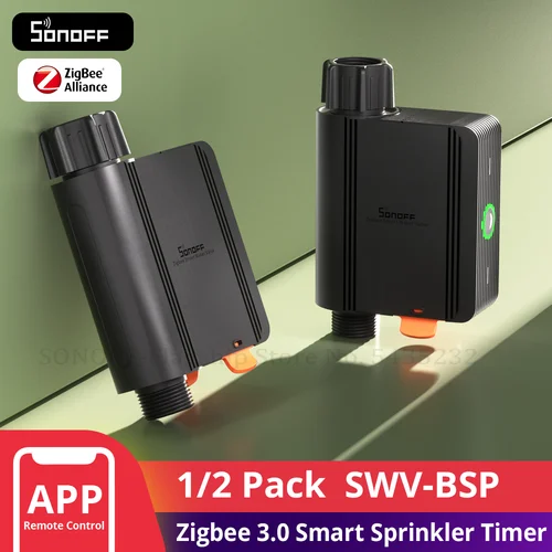 1-2 uds SONOFF SWV BSP rosca estándar Zigbee válvula de agua inteligente IP55 controlador de aspersor riego automático para el hogar Alexa Google