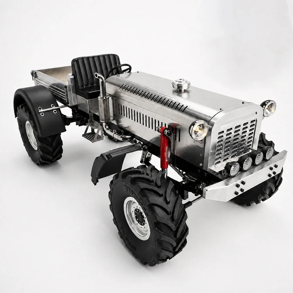 1/10 Full CNC Metal 4WD Vintage RC Farm Tractor Crawler RTR with 2-Speed Gearbox Diff Lock Motor ESC Servos Transmitter