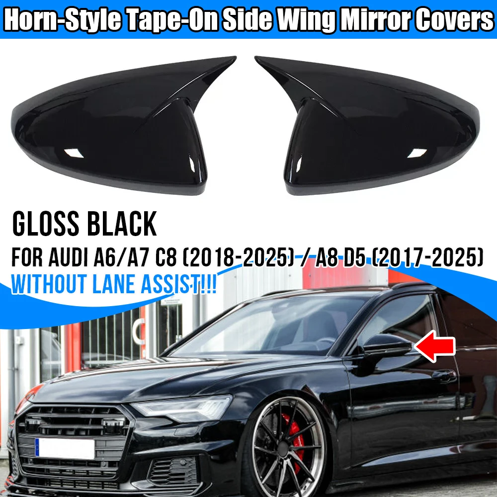 

1 Pair Car Sticker Rearview Side Mirror Cover Wing Cap Covers For Audi A6 C8 2018-2025, A7 C8 2018-2025, A8 D5 2017-2025