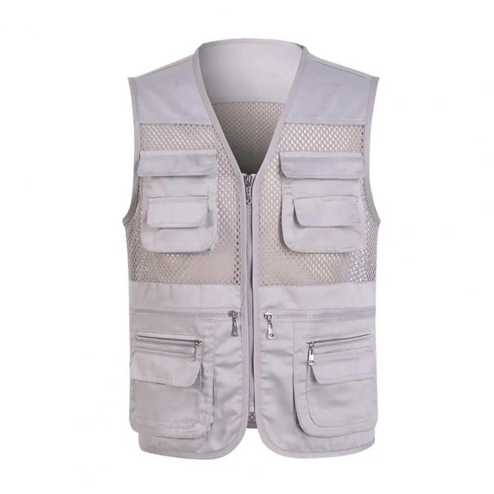 Colete de pesca elegante esportivo com decote em V masculino solto jaqueta de fio líquido colete ao ar livre patchwork