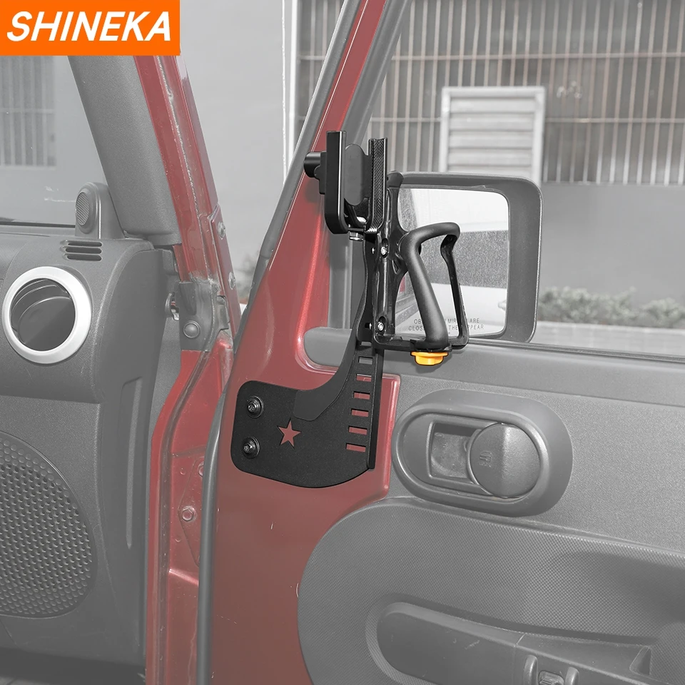 SHINEKA Car Front Door Side Water Cup Bracket Drinks Holders Phone Holder For Jeep Wrangler JK 2007-2017 Interior Accessories
