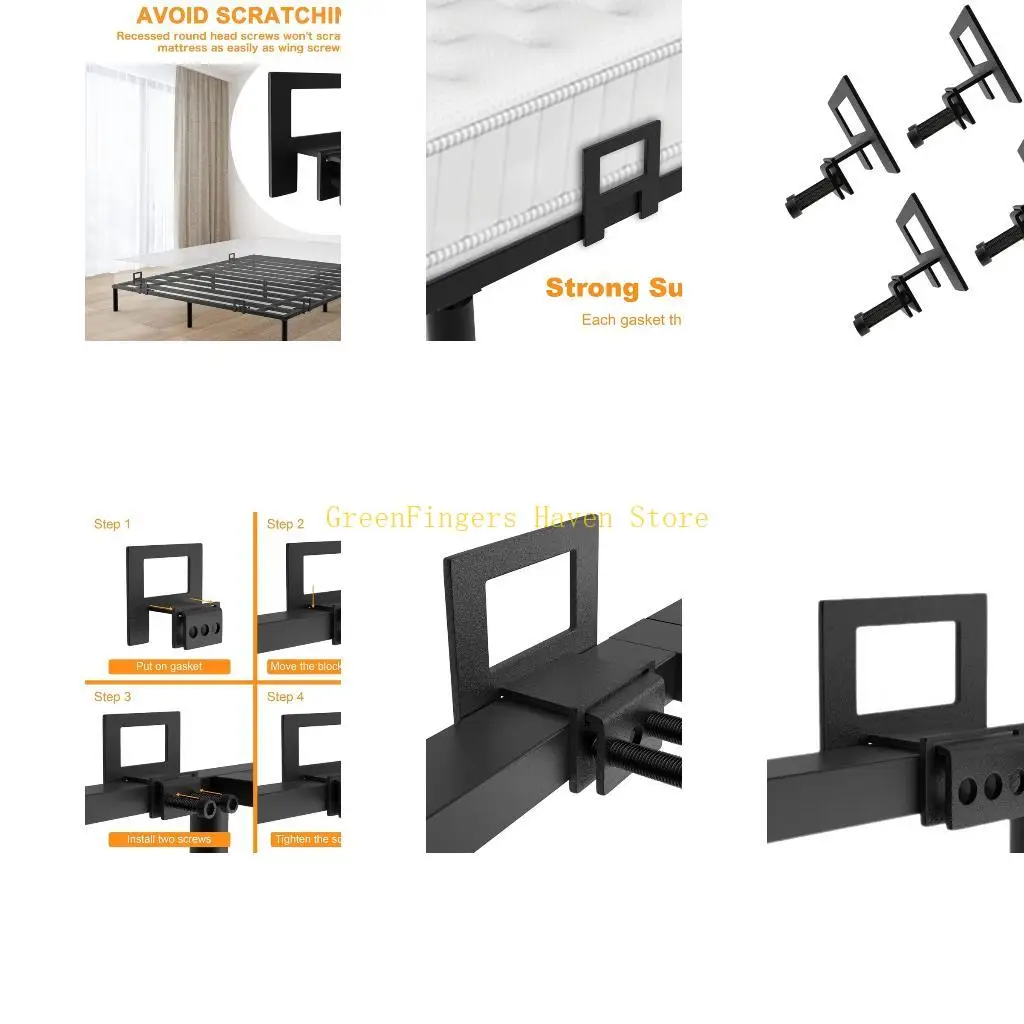 F68D 4 Pack Metal Bed Frame Reinforcement Brackets Tool Release Setups Universal Fit 1.2 2M Bed Vibration Resistant Design