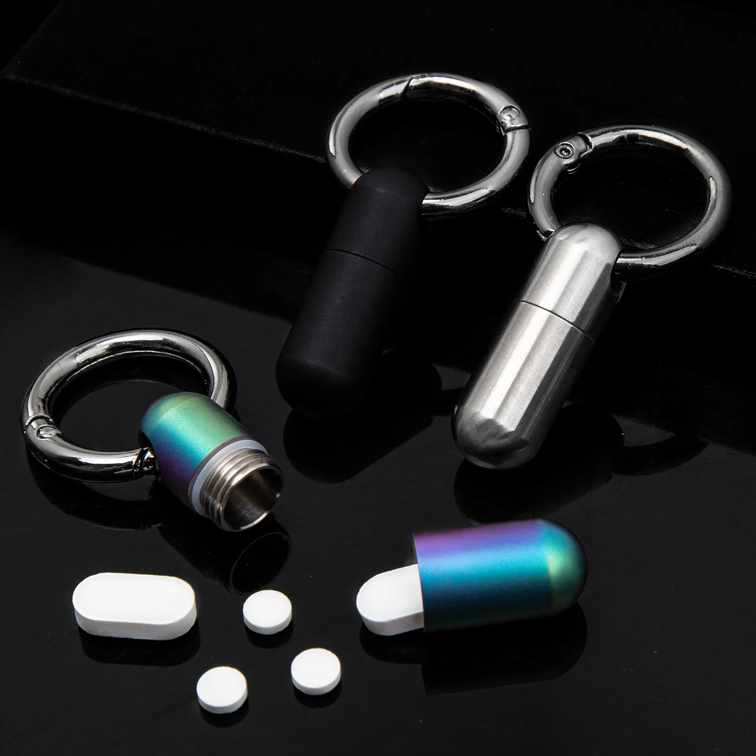 TIGLE Titanium Alloy Pill Bottle New Key Ring Sealed Waterproof Bottle Multi functional EDC Tool