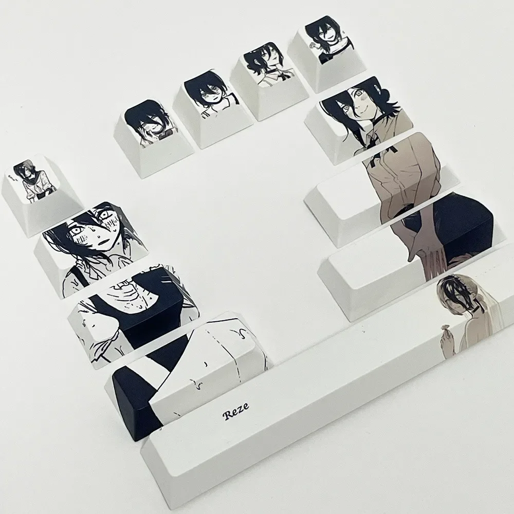 MAIMOOO Reze Keycaps Cherry Profile PBT Dye Sub Chainsaw Man Keycaps 12Keys Cartoon Anime Game Custom Mechanical Keyboard Caps