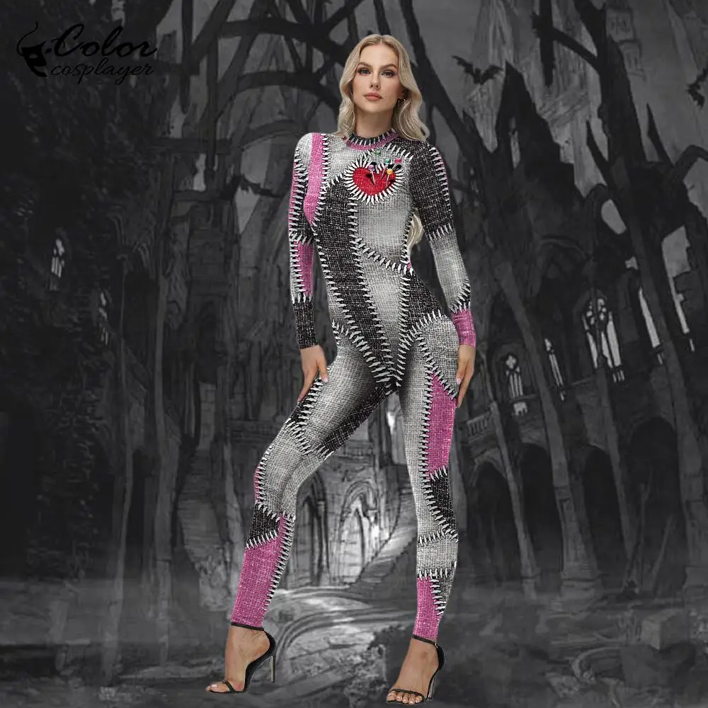 

Color Cosplayer Weird Doll Cosplay Jumpsuit Halloween Dress Up Party Festival Wear Scarier Outfit Zentai Carnival Suit Clothes