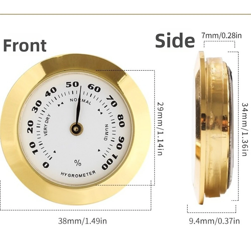 Pointer Dial Analog Hygrometer Easy to Read Mini Size Mechanical Hygrometer Direct Pin Mount Gold/Silver Finish Round Hygrometer
