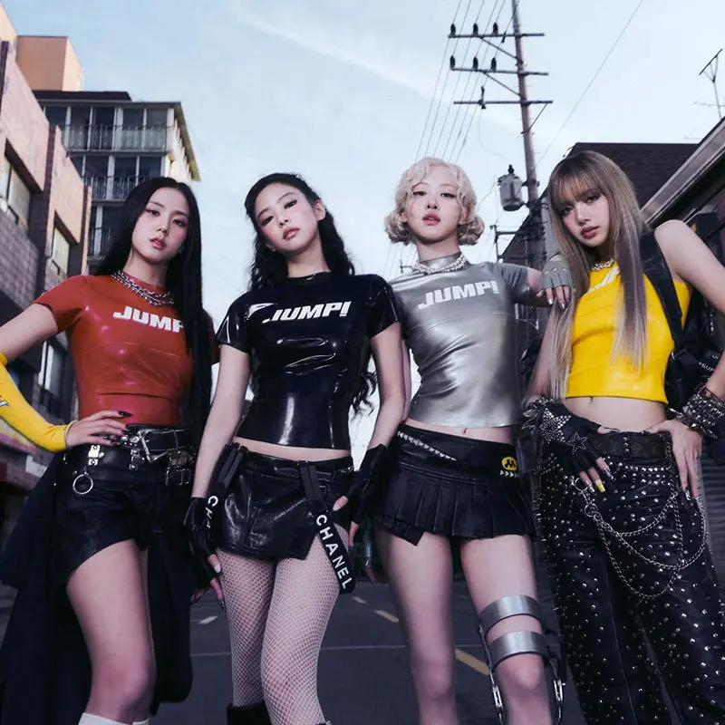 تي شيرتات قصيرة الاكمام طباعة دعم الملابس القفز أغنية واحدة جين Zhixiu جيني ليزا بارك Caiyin القطن الأميرة كم عالية الياقة #3