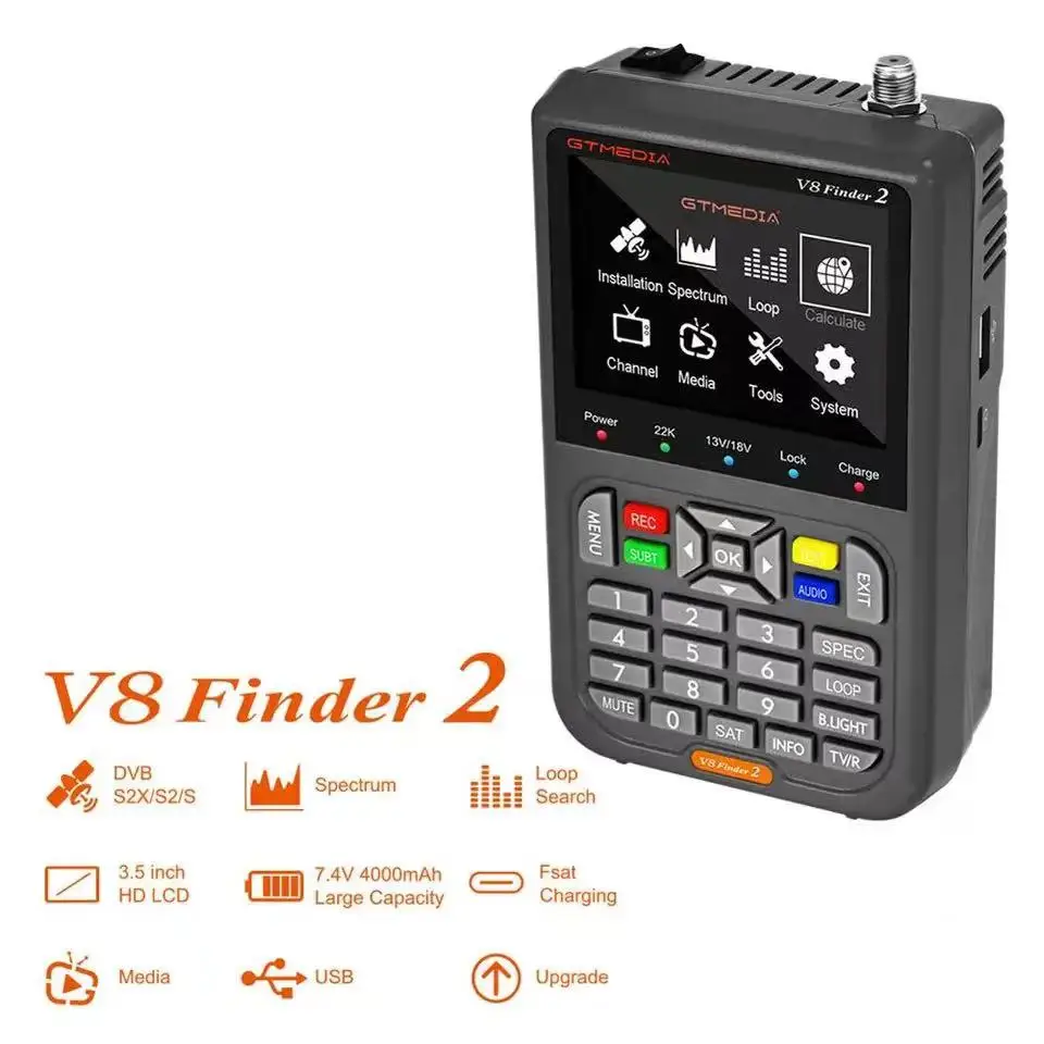 GTMEDIA V8 Finder2+Bag Satellite Finder Meter DVB-S/S2/S2X 1080P 3.5 Inch High Definition TFT LCD Screen H.264 vs WS-6933