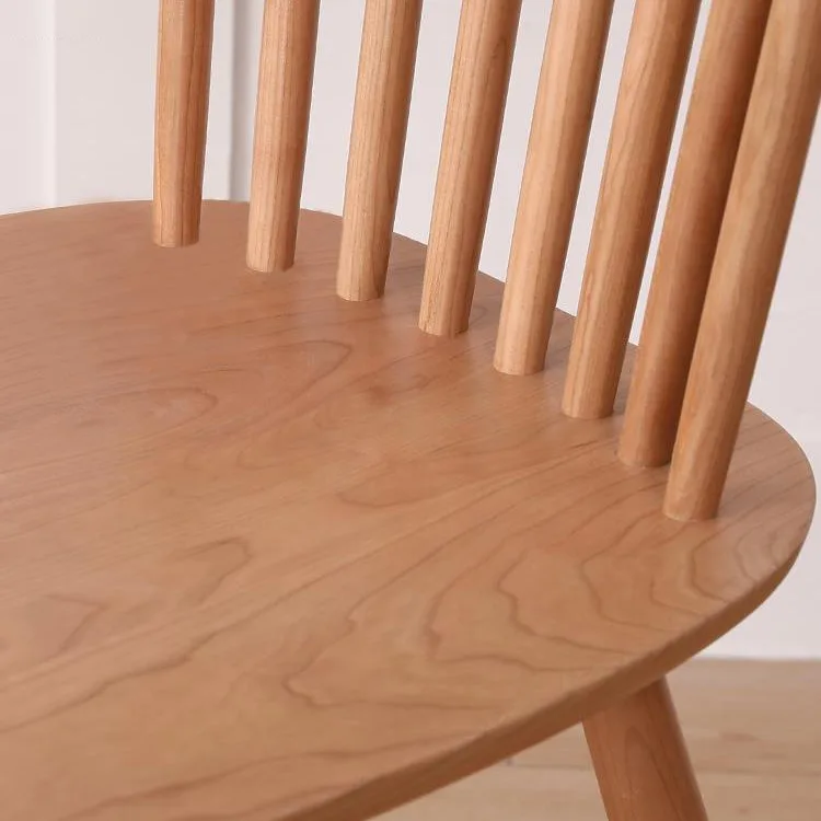사용자 정의 가능한 북유럽 식당 의자 체리 나무 간단한 현대 일본식 등받이 로그 윈저 의자
