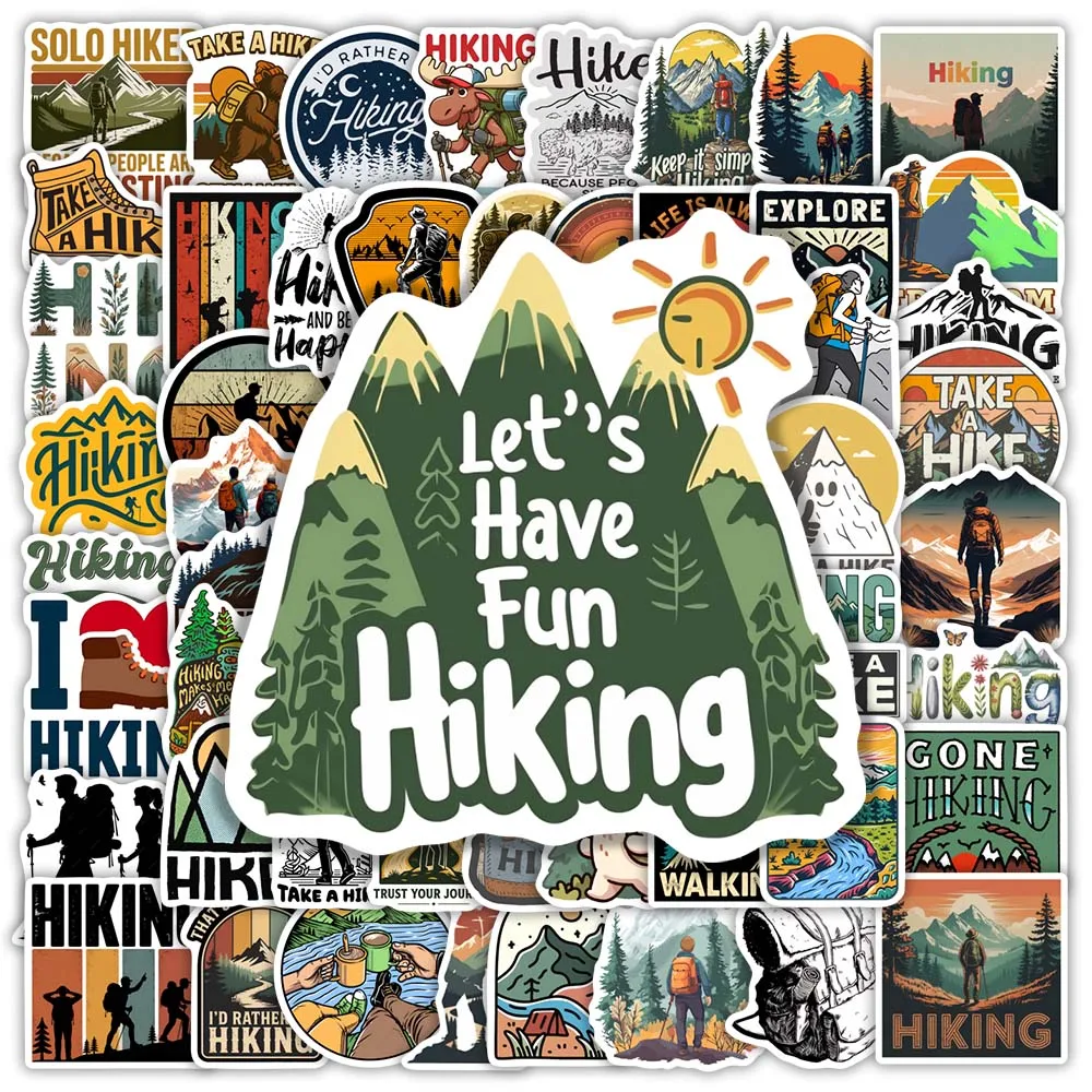 Cool Outdoor Adventure Hiking Stickers Waterproof Vinyl Decal DIY Gift Toys Decoration for Scrapbook Journals Laptop Phone Dairy