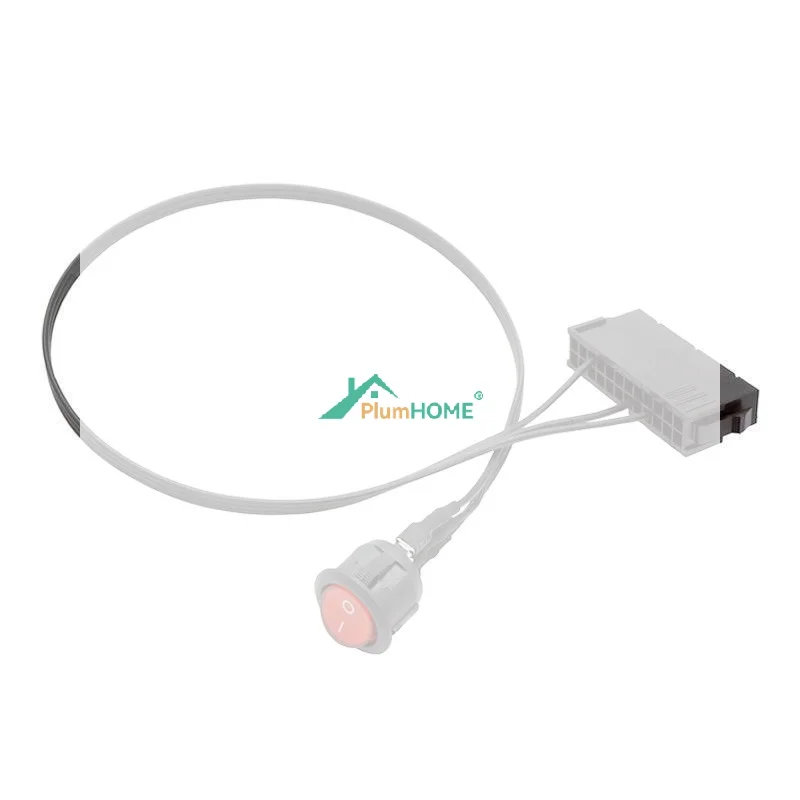 Cable Copper Tin Wire 24-Pin Female ATX PSU PC Power Supply Starter Tester Start Up Jumper with ON/OFF Switch 52cm