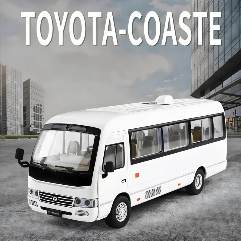 1:24 Toyota Coaster Medium Business Bus Alloy Diecast Model Car Simulation Boutique Bookcase Decoration Trendy Ornament Gift Boy