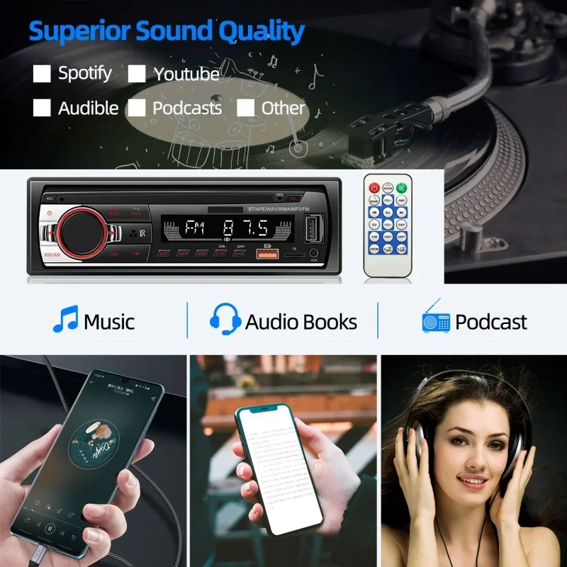 Car Radio 1Din Blue… - image