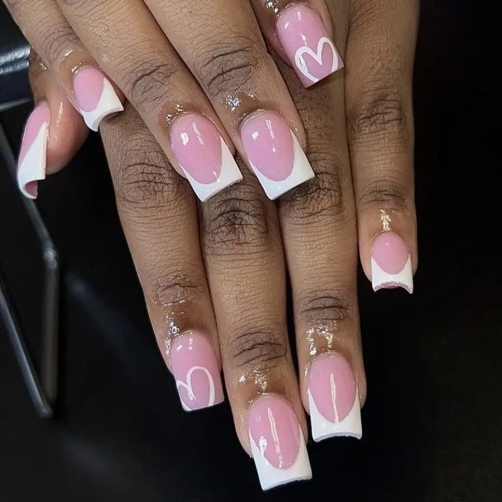 Fashion Short Square False Nails Full Cover French Fake Nial
