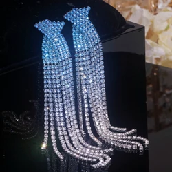 New Shiny Colorful Rhinestone Drop Dangle Earrings for Women Long Tassel Pendant Earrings Dinner Party Wedding Jewelry Gifts