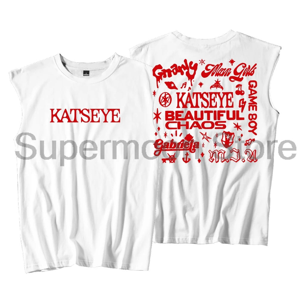 Kpop Katseye Beautiful Chaos Album Merch Tank Tops Unisex Sleeveless Vest Men Women Outdoor Streetwear Tops