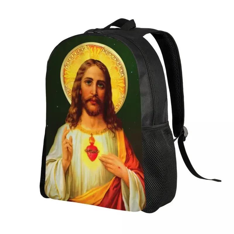 Customized Sacred Heart Of Jesus Catholic Laptop Backpack  Casual Bookbag for College School Students Christian Faith Bag