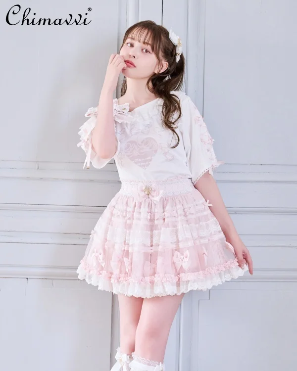 

Liz Japanese Mass-Produced Sweet Cute Lolita Lace Dream Cake Skirt Spring Summer New Super Fairy Princess Elegant Puffy Skirt