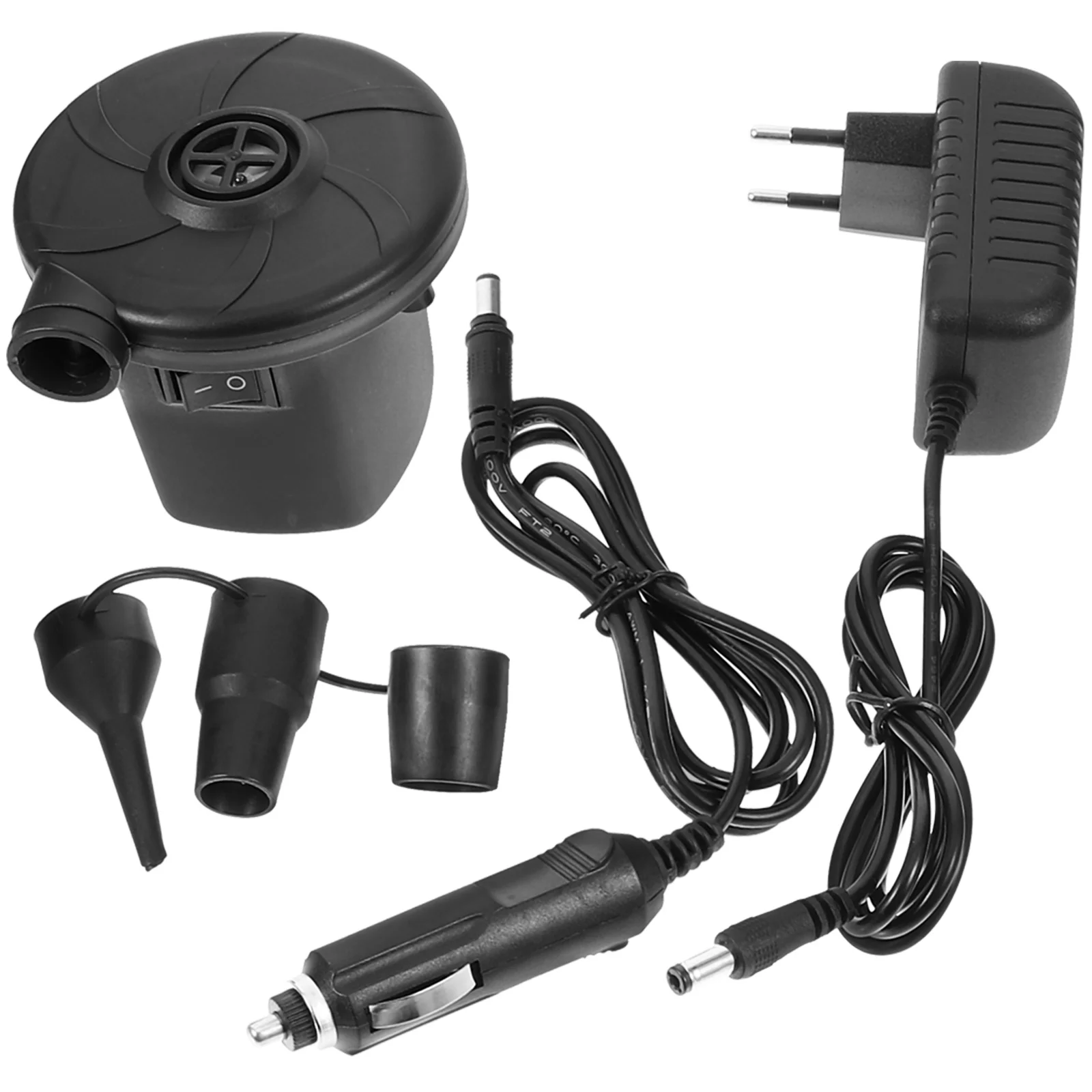 Car Air Pump Two Way Fast Inflation Deflation for Mattresses Rafts Beds Boats Pools ABS Material 3 Nozzles Electric Air Pump