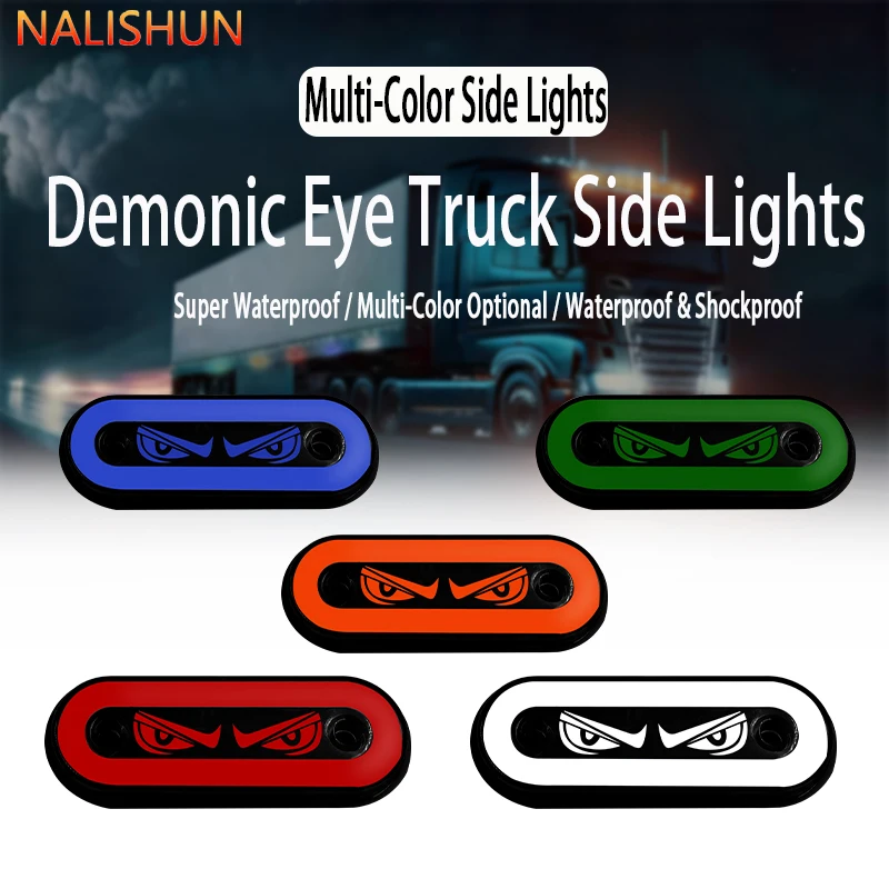 12V/24V High-Brightness Devil Eye Led Side Marker Warning Light, 5 Light Colors Available, with Strobe Mode, Includes Mounting Screws, Suitable for Trucks, Cars, Rvs, Campers
