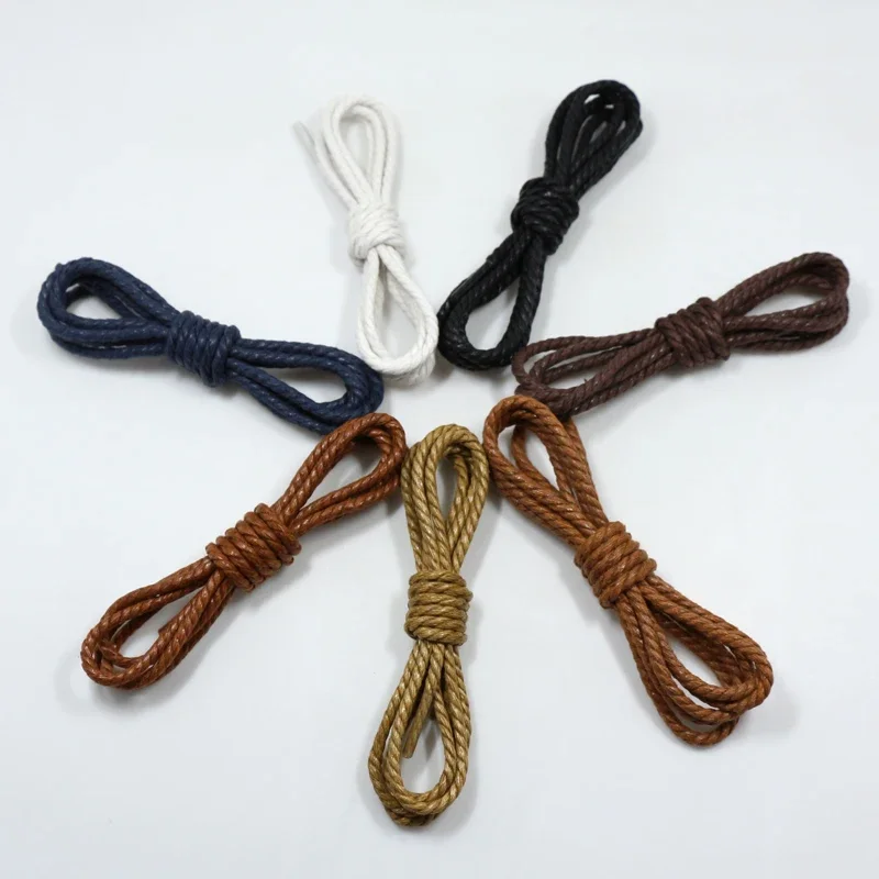 New Shoelace Casual Leather Shoelaces Waxed Round Shoe Laces Shoestring Boots Sport Shoes Cord Ropes 60/90/120/150CM Accesories