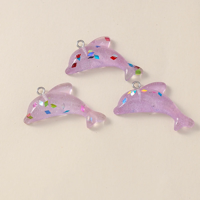 Leslie 10 Stück niedliche Charms, bunte Delfin-Charms, Anhänger für Tropfenohrringe, Halsketten, handgefertigtes DIY-Schmuckherstellungszubehör – Detail 12