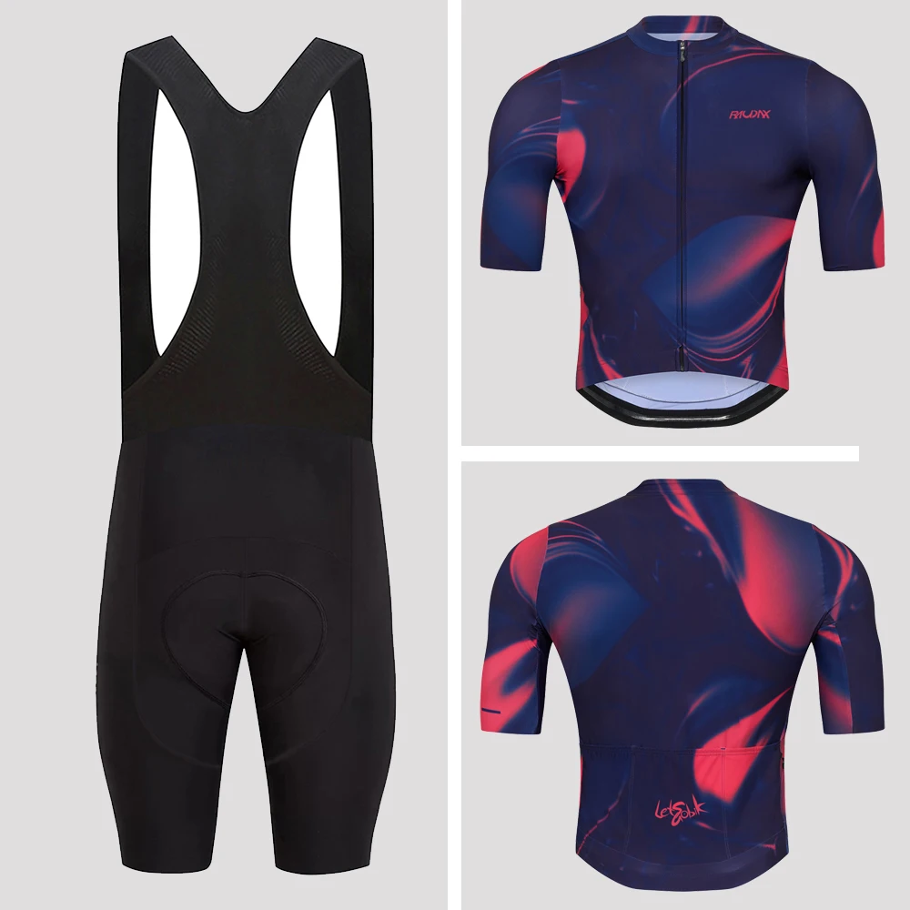 

Мужской комплект из трикотажа для велоспорта Raudax, топ для горного велосипеда с коротким рукавом, летняя одежда для верховой езды, высокоэластичная рубашка для шоссейного велосипеда для мужчин