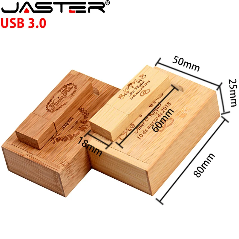 Jaster 30 unidades flash usb 3.0 de alta velocidade madeira de bordo/bambu pen drive 4gb 8gb 16gb 32gb 64gb128gb pendrive logotipo grátis presente