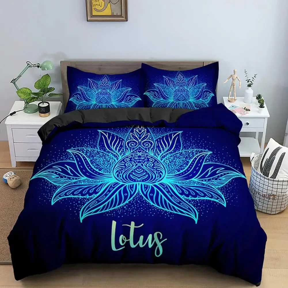 Bohemian Lotus Mandala Flower Bedding Set Boys Girls Twin Queen Size Duvet Cover Pillowcase Bed Kids Adult Home Textileextile