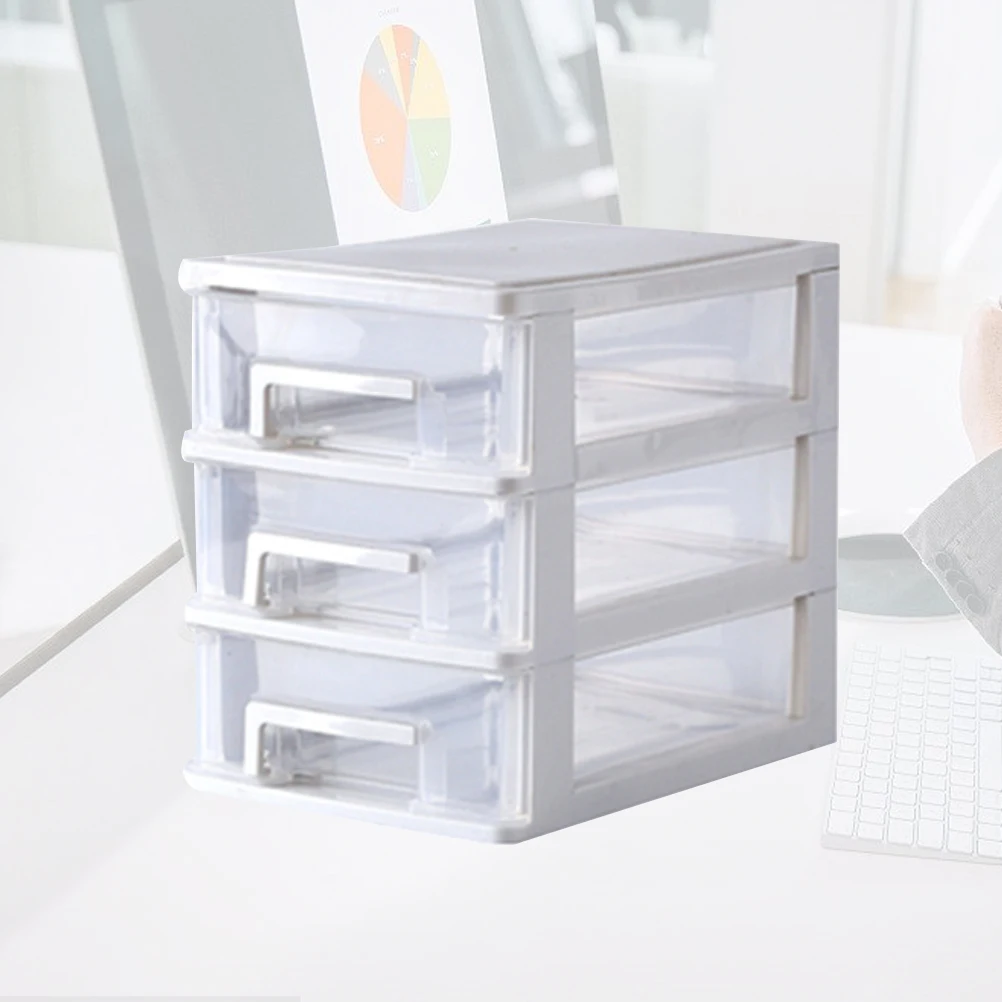 3 طبقات درج صندوق تخزين مكتبي شفاف أبيض Pp البلاستيك ماكياج المنظم أحمر الشفاه قلم الحواجب فرش الماسكارا