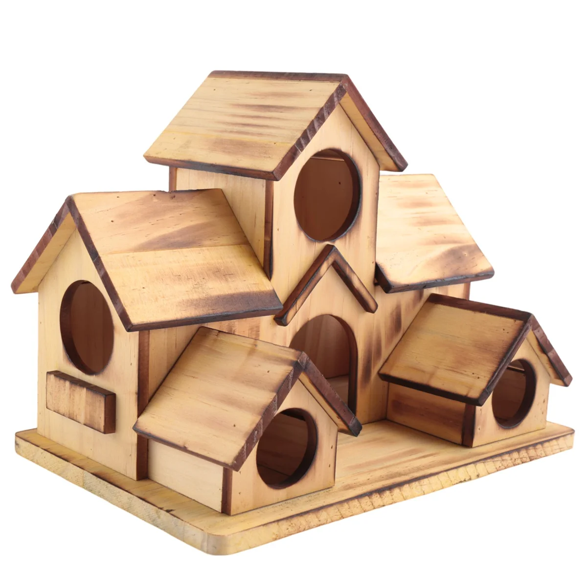 Hanging Wooden Bird House for Outside 6 Hole Wooden Bird House Courtyard Backyard Decorations