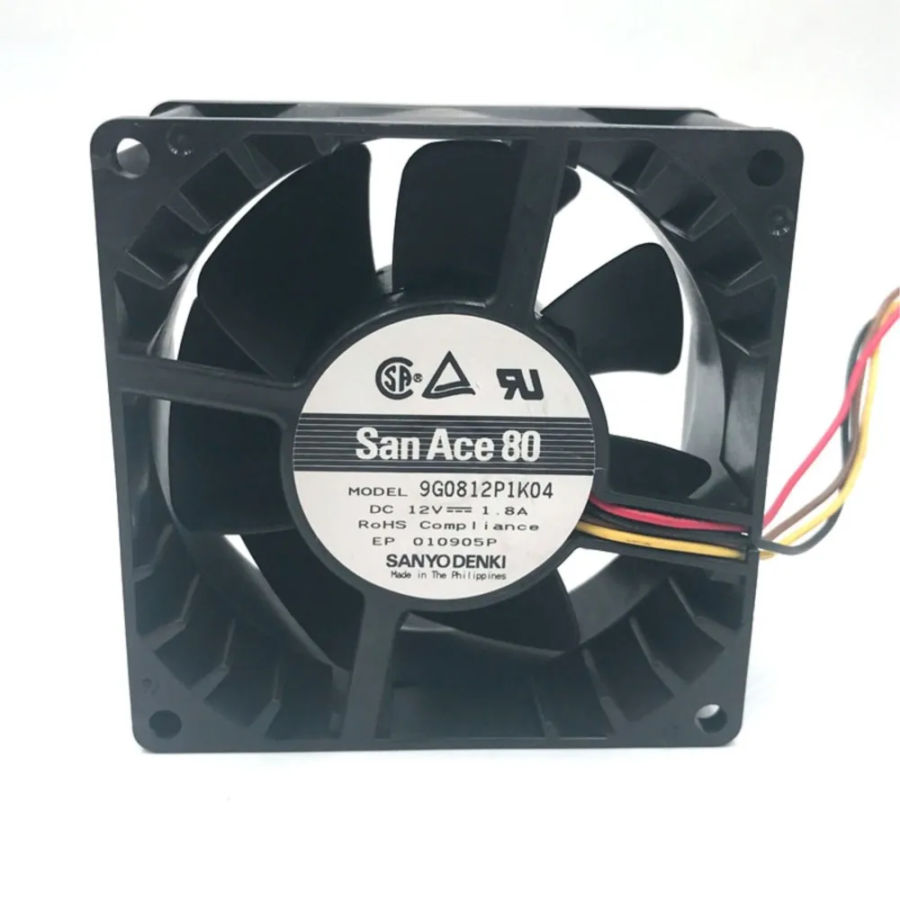 80mm Fan for Sanyo 9G0812P1K04 12V High-Performance PWM Cooling 7800 RPM, 107.3 CFM, 1.8A, 58dBA