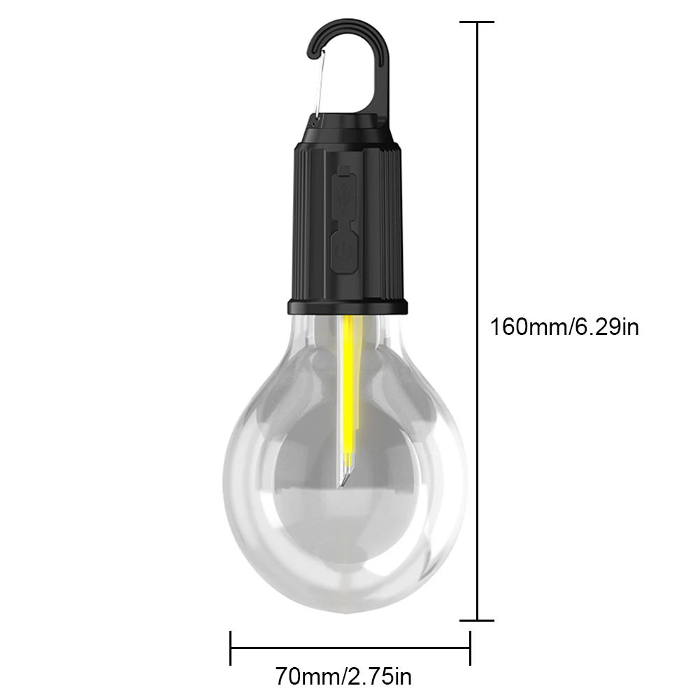 400mAh 100LM Decoration Light Type-C USB Charging Portable LED Camping Lamp Light Waterproof with Hook 3 Modes Outdoor Lighting