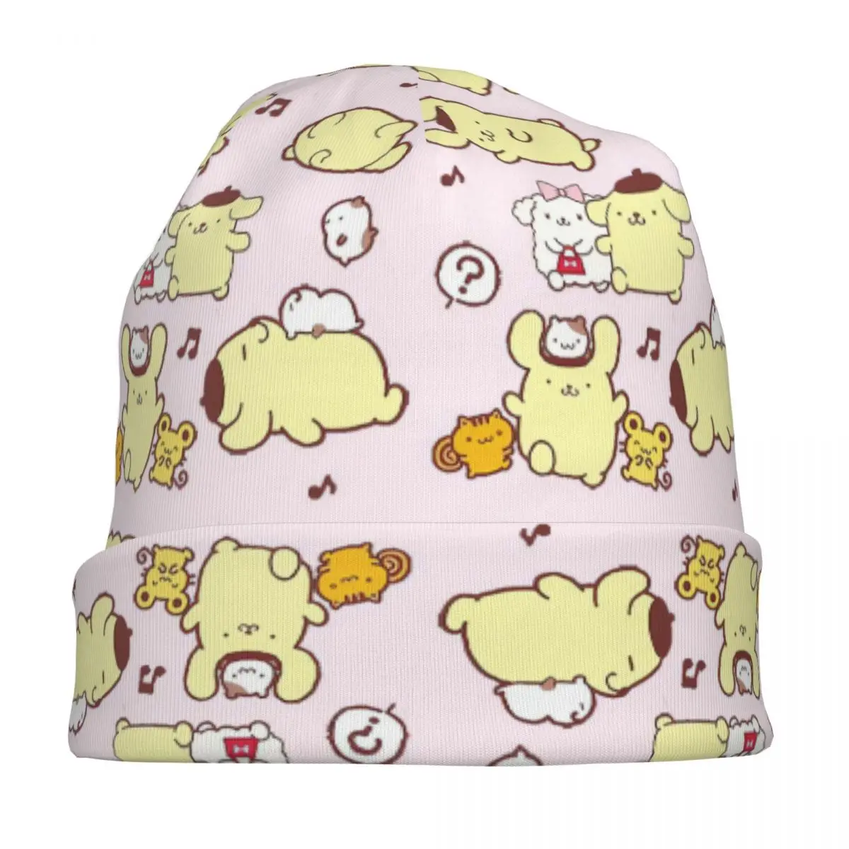 หมวกบีนนี่ลายปอมปอมปุรินน่ารัก แฟชั่นการ์ตูน สำหรับผู้ชายและผู้หญิง หมวกคลุมศีรษะอเนกประสงค์สำหรับกิจกรรมกลางแจ้ง ให้ความอบอุ่น