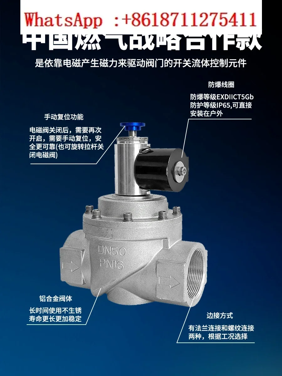 Industrial Gas Leakage Automatic Shut-off Valve Commercial Emergency Normally Open/Normally Closed Solenoid Valve DN100