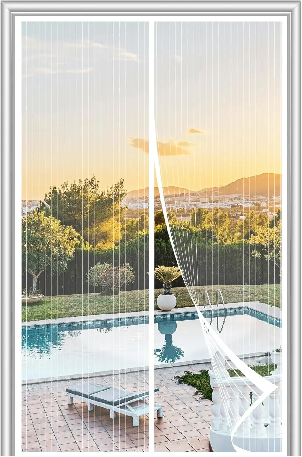 

White Magnetic Door Screen Mosquito Net Curtain Fly Insect Automatic Closing Invisible Mesh For Kitchen indoor living Room