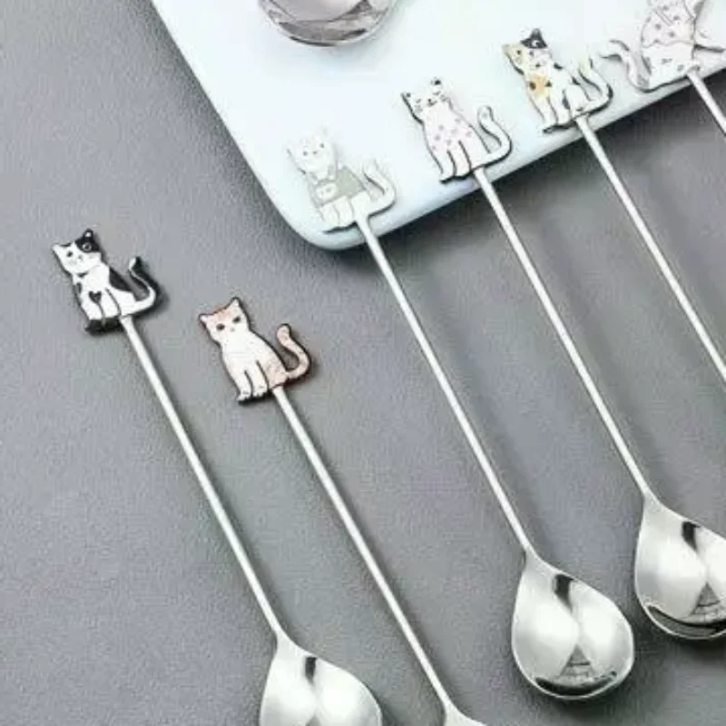 Reusable Polished Catfish Stainless Steel Spoon Colorful Small Teaspoon for Tea Coffee Drinking Use
