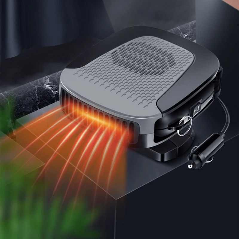 Calefacción eléctrica portátil para coches y camiones, calentador de coche 2 en 1 de 12V con ventilador de refrigeración, desempañador de escarcha, rotación de 360 grados